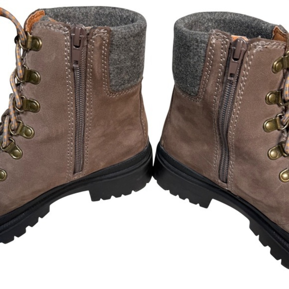 Lucky Brand Eavan Brown Leather Hiking Boots Side Zip Lug Sole Women's Size 7 - Picture 5 of 10